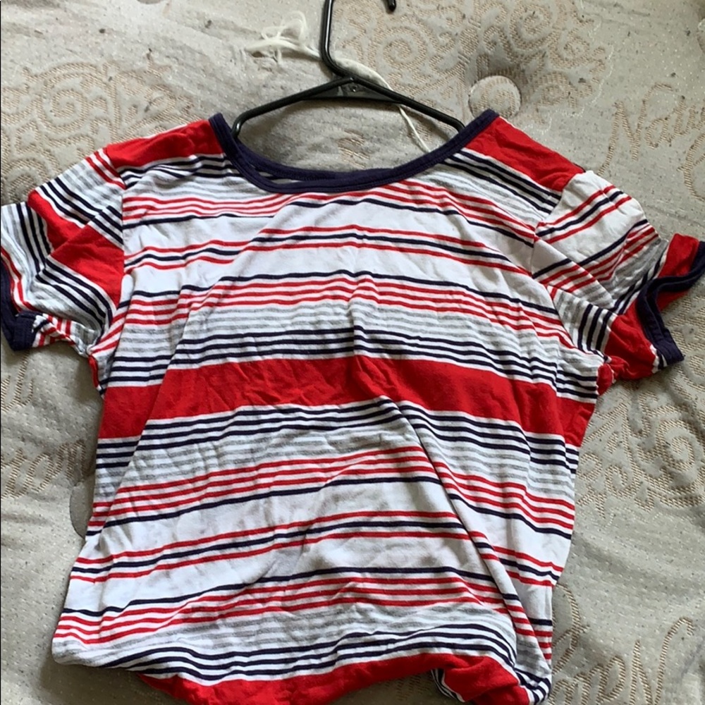 Red White N Blue Ribbed Tee